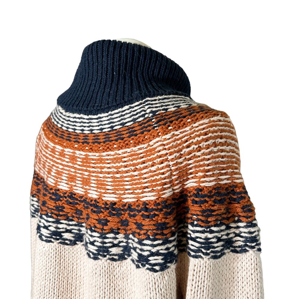 Madewell NEW Brookdale Fair Isle Turtleneck Sweater Alpaca Cream Navy Orange XXL - Picture 6 of 15